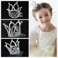 kids girls shiny crown hairpin crystal rhinestones hair clip 3d princess barrettes headwear hair acc