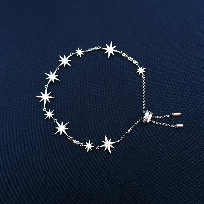 

s925 sterling silver May new Star shape bracelet female light luxury six-point star temperament bracelet style