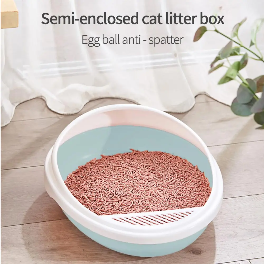 Orinal de baño para mascotas, caja de arena de plástico antisalpicaduras para gatos, perros y gatos, con cuchara, suministros para el hogar