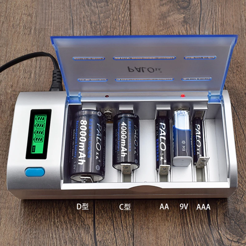 

multi-function LCd display aa aaa sc c d battery charger with 4 pcs c size 4000mah rechargeable battery