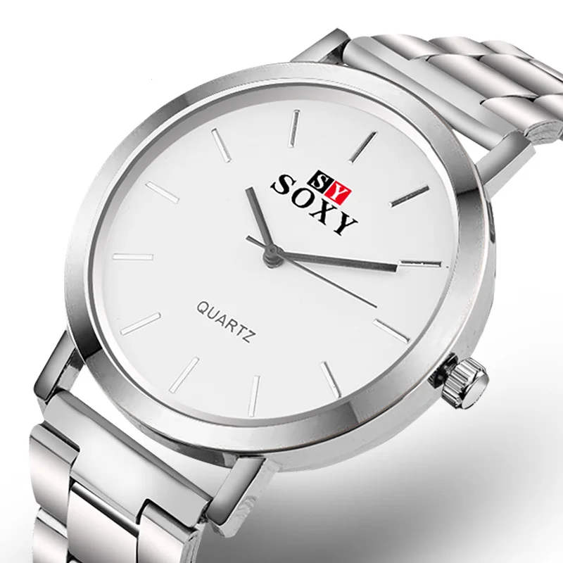 Часы наручные SOXY Мужские кварцевые роскошные полностью стальные Брендовые