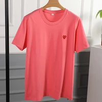 2021 fashion t shirt men and women lovers short sleeve love heart embroidery red heart pure cotton t shirt