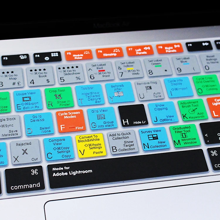 Ярлыки клавиатуры для Adobe lighroom силиконовая Обложка MacBook Newest Air 13 &quot2018 выпуска A1932 с