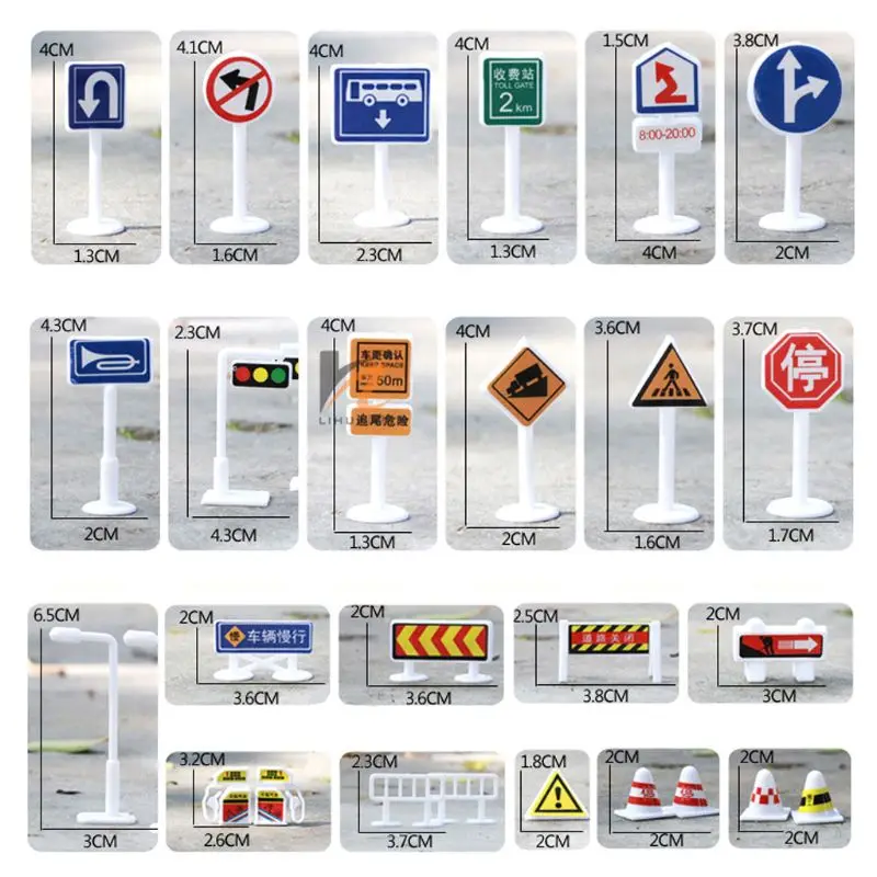 

Mini Traffic Signs Road Light Block Car Toy Accessories Children Safety Kids Playmat Traffic Sign IC Toy for Kids Birthdays Gift