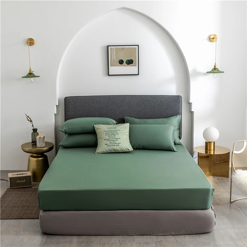 High quality Egyptian cotton fitted bed sheet sheets twin king queen size bedsheet Solid Color Elastic band 60S | Дом и сад