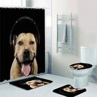 Черный дружелюбный Американский терьер в гарнитуре, душевая занавеска для ванной комнаты, Забавный портрет собаки, коврики для ванной, коврики