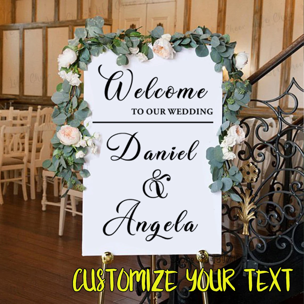 

Custom Wedding Welcome Mirror Vinyl Sticker Personalized Names And Date Wall Decal Wedding Party Home Decor Wedding Sign Vinyl