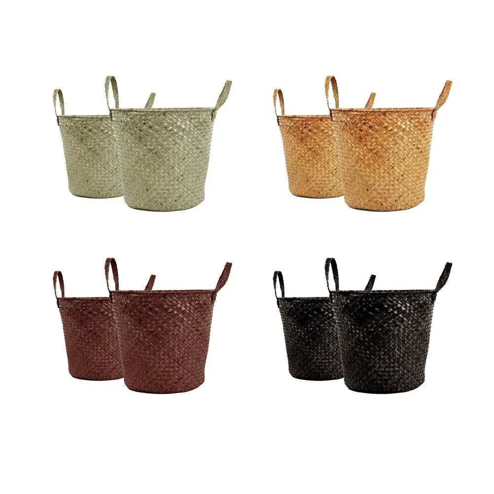 

Hand woven laundry basket, foldable wicker accessories, seaweed, belly and garden