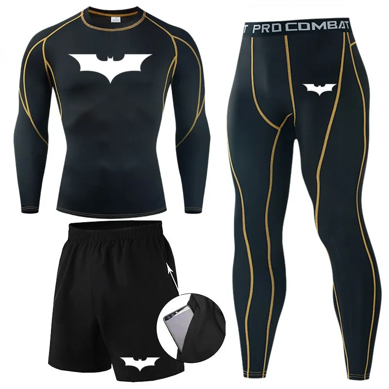 

Мужской спортивный костюм, компрессионный спортивный костюм, одежда для фитнеса, тренажерного зала, комплект для бега, спортивная одежда, т...