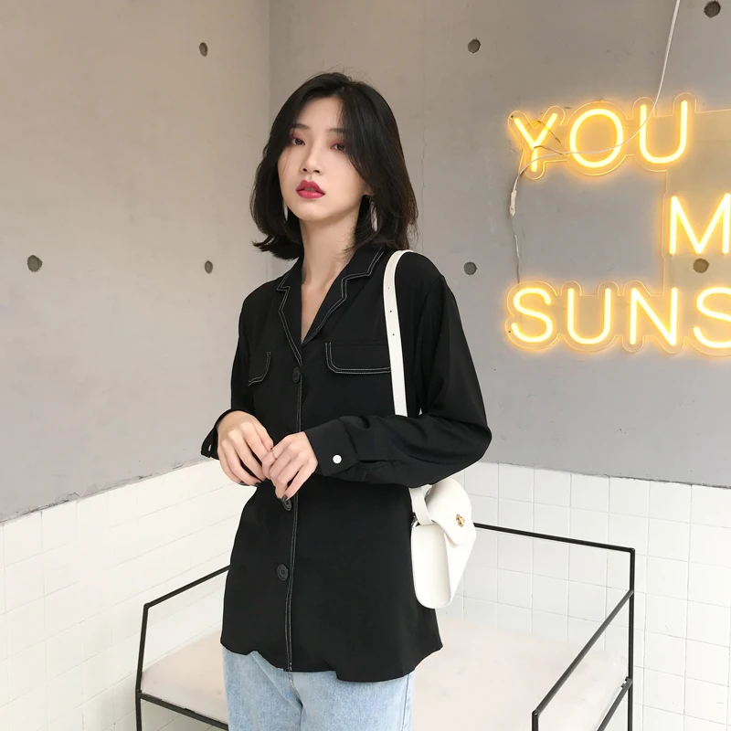 KINOMI осенние женские рубашки с длинным рукавом и поясом повседневные свободные