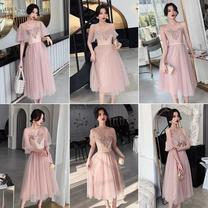 Bridesmaids Dress A-Line V-Neck Ankle-Length Lace Spaghetti Straps Sleeveless Embroidery Sequined Women Wedding Party Gown E306 Bridesmaids Dress A-Line V-Neck Ankle-Length Lace Spaghetti Straps Sleeveless Embroidery Sequined Women Wedding Party Gown E306