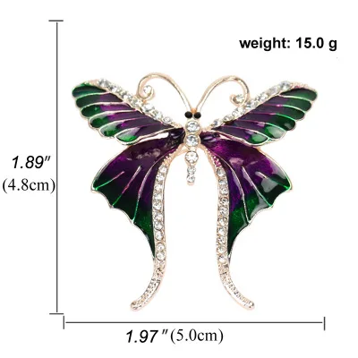 Gold Color Women Gifts Butterfly Rhinestone Breast pin Accessories Mix Jewelry Painted Aooly Brooch Garments | Украшения и