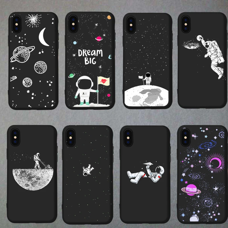 Чехол для телефона Coque iPhone XR 6 6S 7 8 Plus X XS MAX 5 милый черный чехол с рисунком планеты