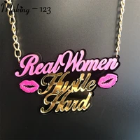 making 123 custom acrylic pendants necklaces for women stage show nightclub fluorescent letter real women mouth fashion jewelry