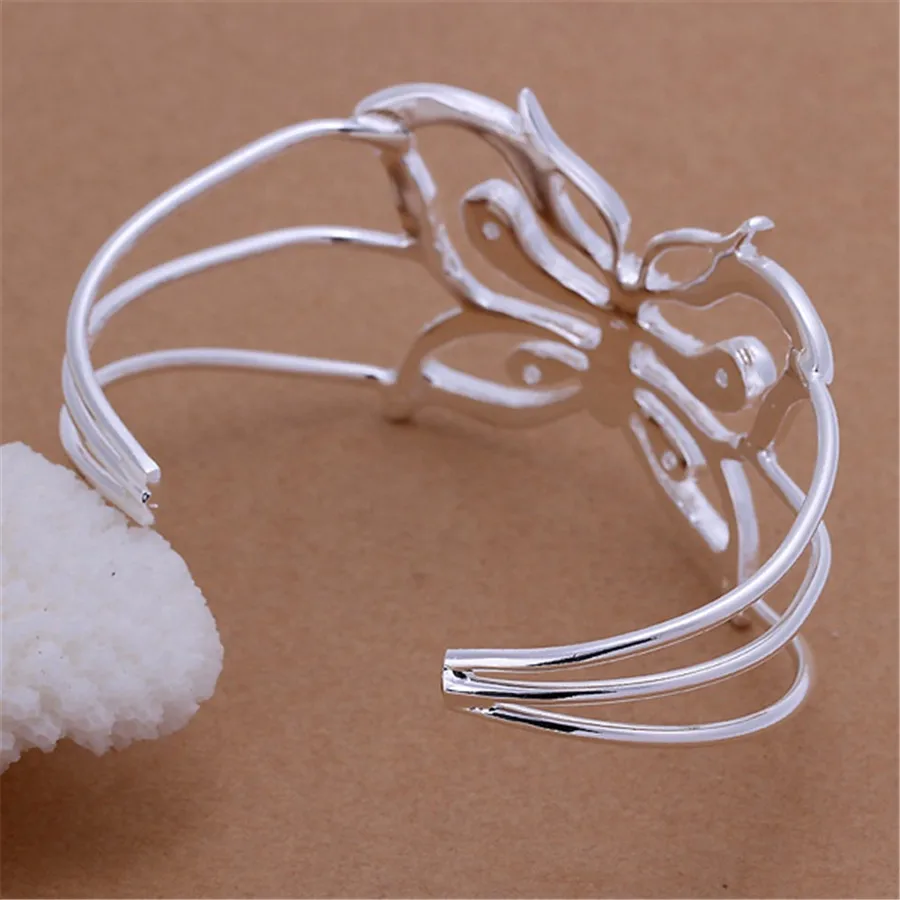 

Fashion 925 Sterling Silver Luxury Butterfly Bangles Women's Hand Bracelets Wedding Engagement Party Jewelry Gifts GaaBou