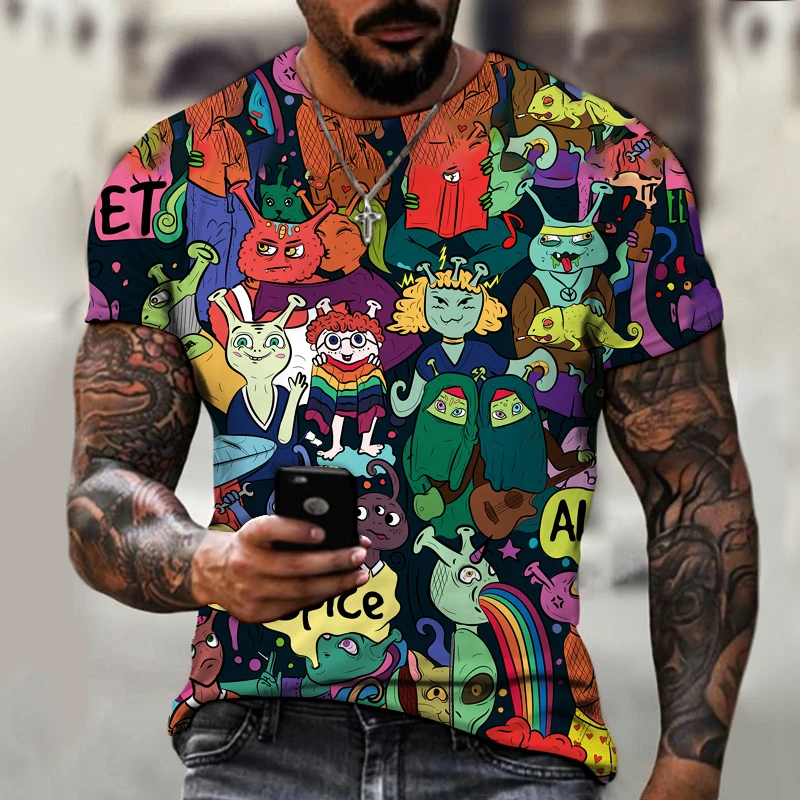 

New 2021 Print Tops Men Casual Fashion Oversize T-shirt Short Sleeve O-neck Streetwear Man Loose Tshirt Summer Clothes