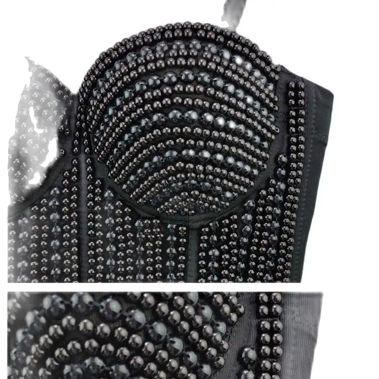 

2021 pearl beads bra diamond suspender vest camisoles sports bras bustiers&corsets/camisoles&tanks crop tops pearl tank tops