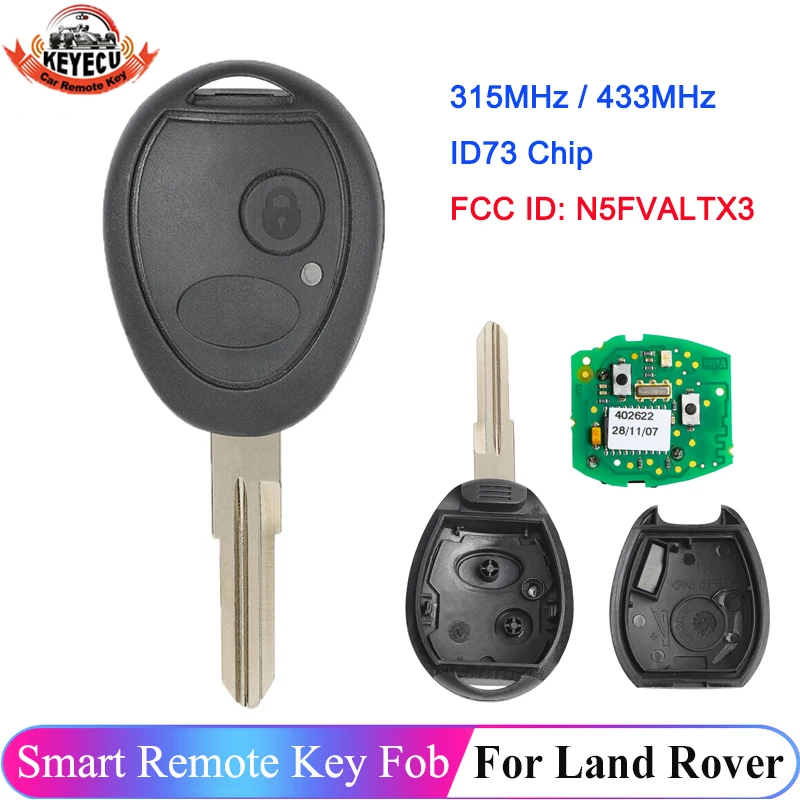 KEYECU N5FVALTX3 2 Buttons Smart Remote Key For Land Rover Discovery 1999 2000 2001 2002 2003 2004 433MHz 315MHz ID73 Chip Fob