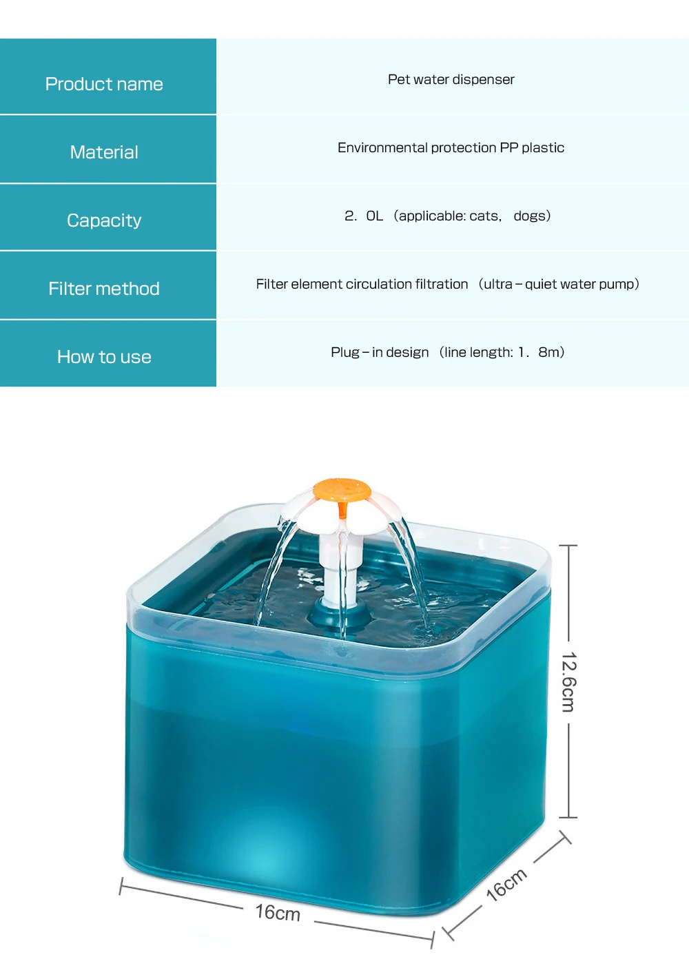 

Cat Water Fountain with LED Light, 67oz/2.0L, Ultra Quiet Cat Drinking Fountain