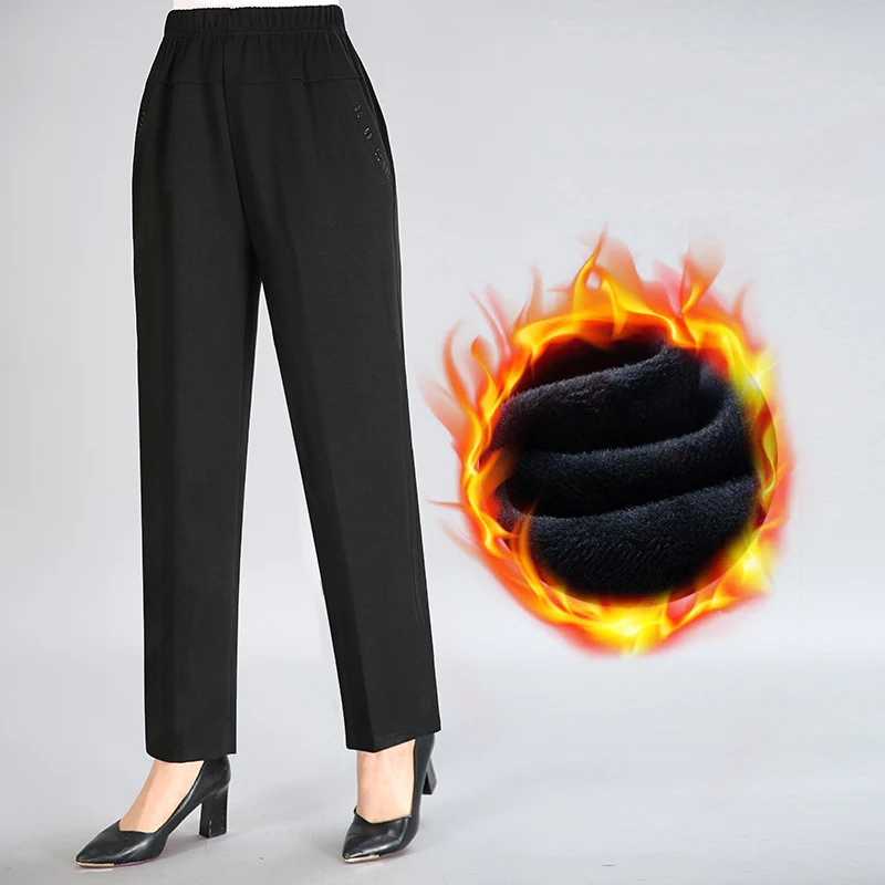 Женские брюки большого размера для среднего возраста осенне-зимние бархатные