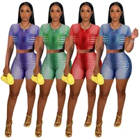suits with shorts two piece skinny short sleeved shorts pattern casual sportswear conjunto feminino short e blusa wtr051