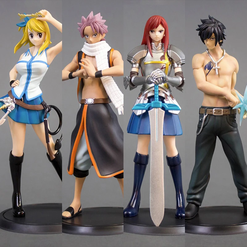 

16cm 4pcs/set Anime Fairy Tail Figurine Natsu Dragnir Grey Erza Scarlet Lucy PVC Action Figure Collection Model Toys Gifts
