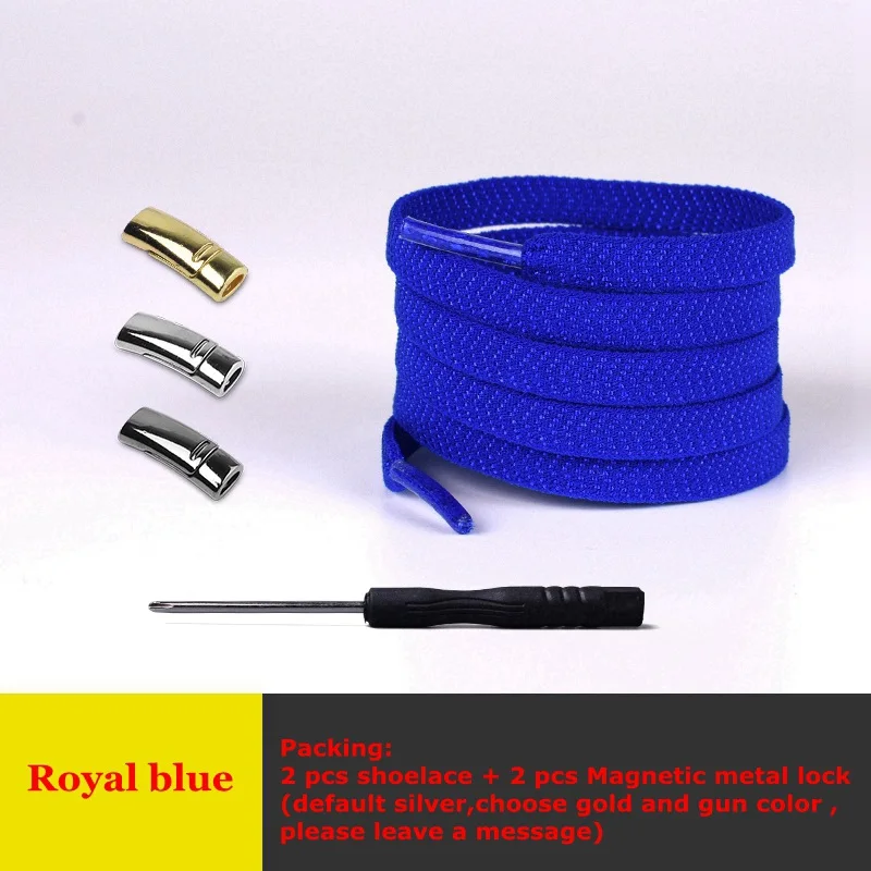 Royal blue Новые эластичные шнурки, магнитные шнурки, шнурки для обуви, 1 секундная фиксация, креативная простая обувь на плоской подошве, кружевные кроссовки для отдыха, шнурки - Цвет: Royal blue