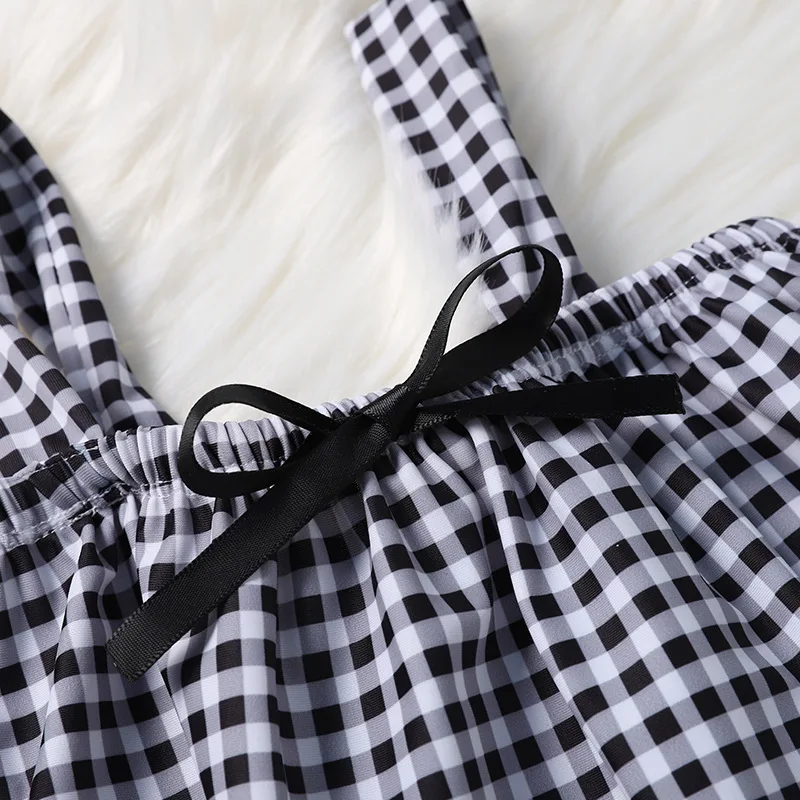 Купальный костюм для маленьких девочек в горошек клетка бикини с высокой талией