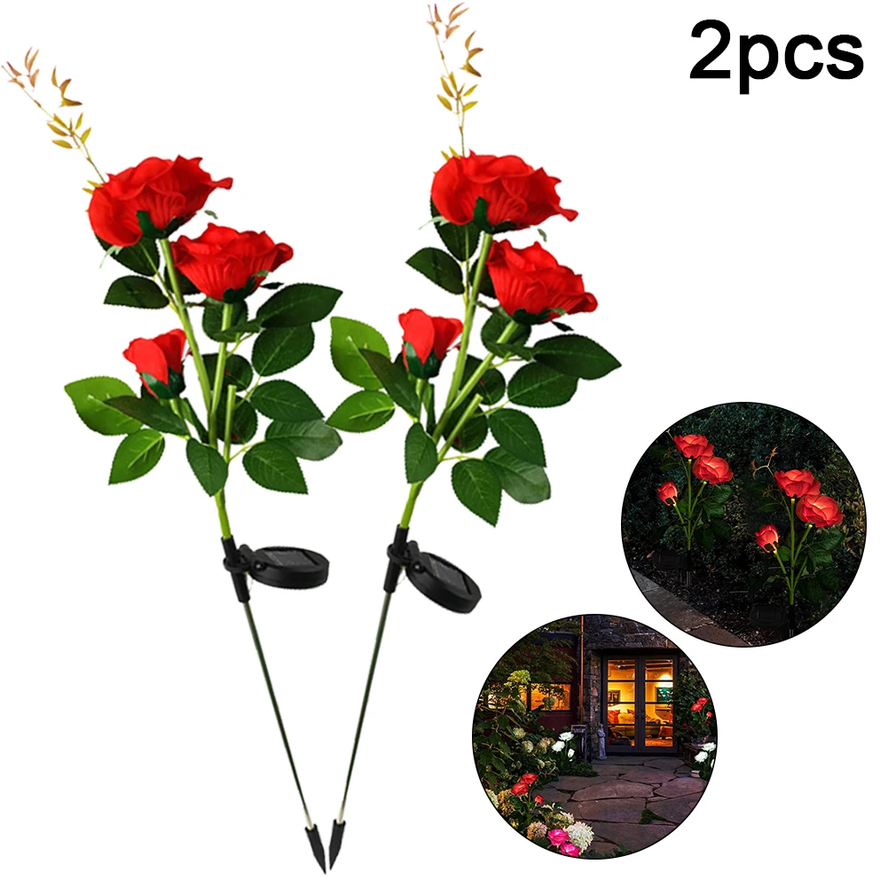 

2PCS LED Solar Rose Garden Lamp Outdoor LED Solar Light RGB Color Lily Garden Flower Lamp Solar Power Yard Lawn Path Lights