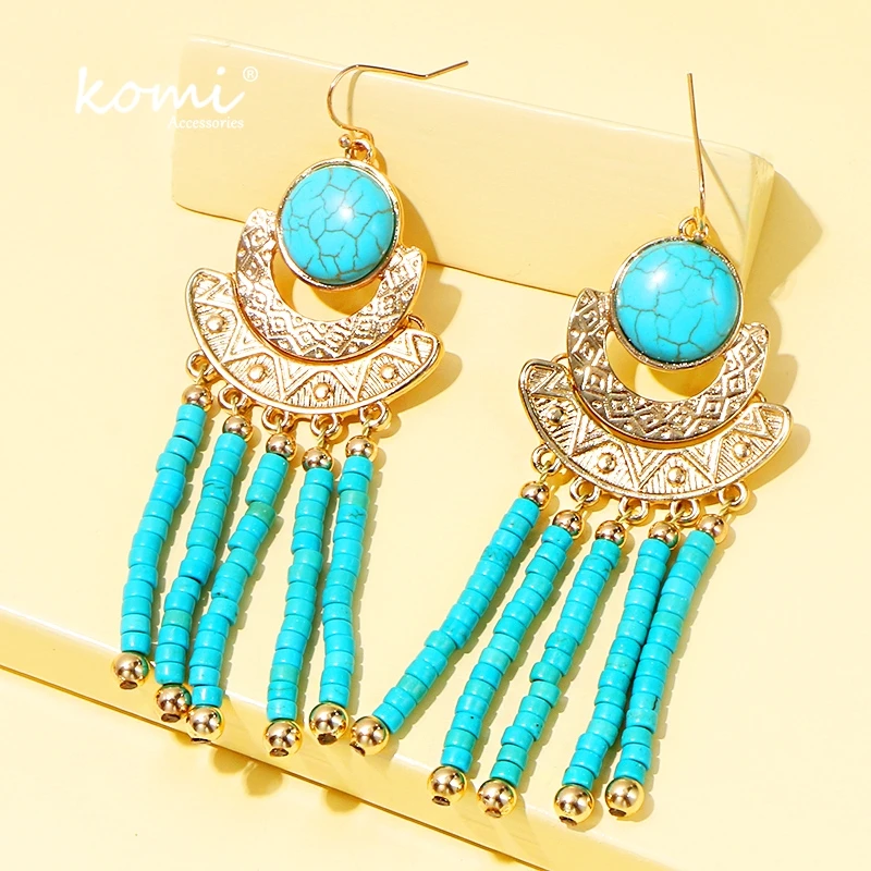 Женские винтажные серьги с синими бусинами Коми бирюзовый Шарм кулон 1 пара