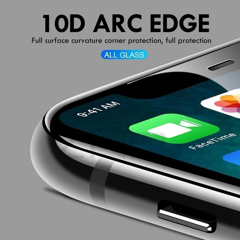 3 шт iPhone 10D изогнутая полная крышка Защитная стеклянная пленка для Xs XR XS Max X 8 7 6 6s Plus