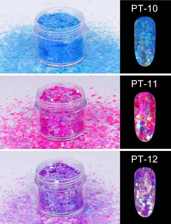 

12 Colors Fluorescent Glitter Nail Sequins Glitter Color Glitter Powder Crystal Powder Nail Powder Beauty Decorative Nail Art