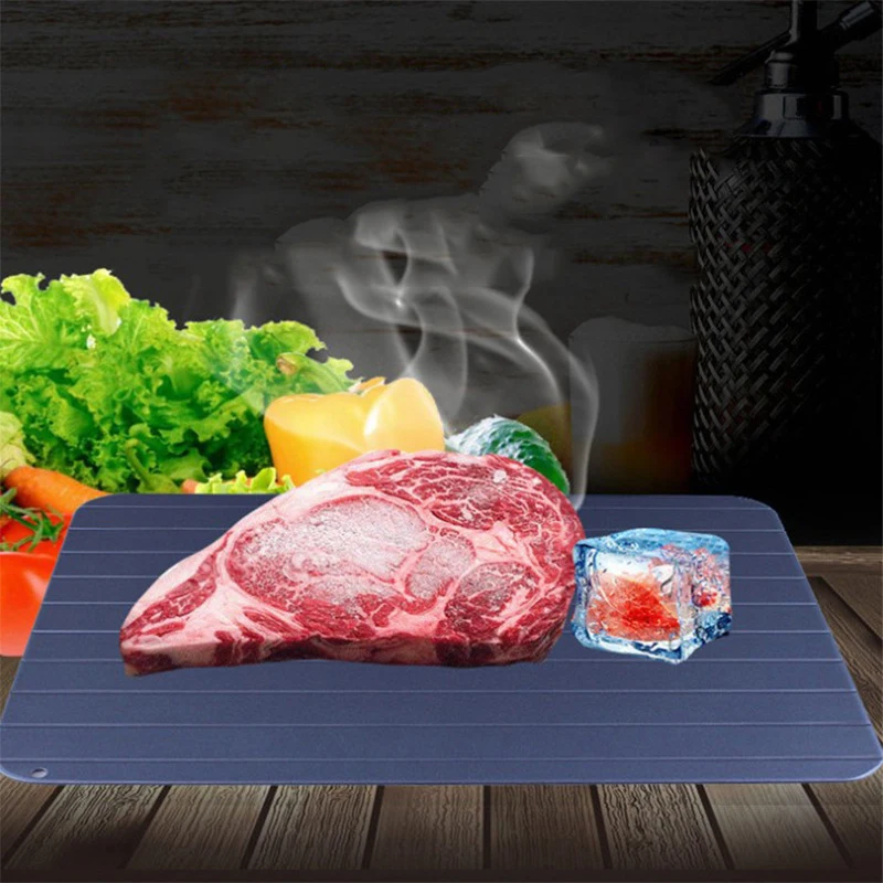 

Fast Defrosting Tray Kitchen Gadget Tool Frozen Food Meat Fruit Quick Thawing Aluminium Plate Board Defrost Kitchen Accessories