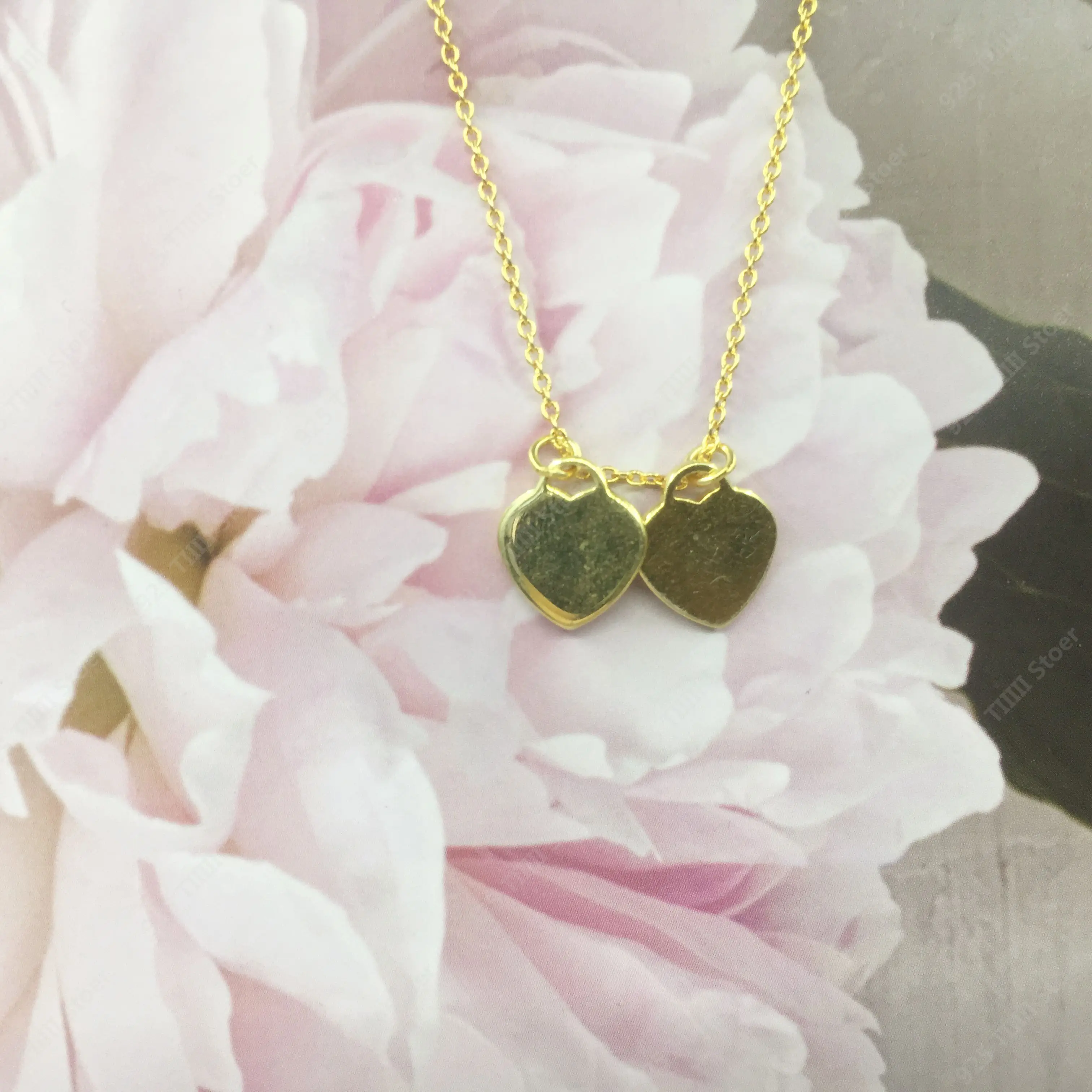 

925 Sterling Zilver Dubbel Hartvormige Ms Emaille Hanger Ketting, Engagement Gift, Valentijnsdag Geschenken, de Originele 1:1