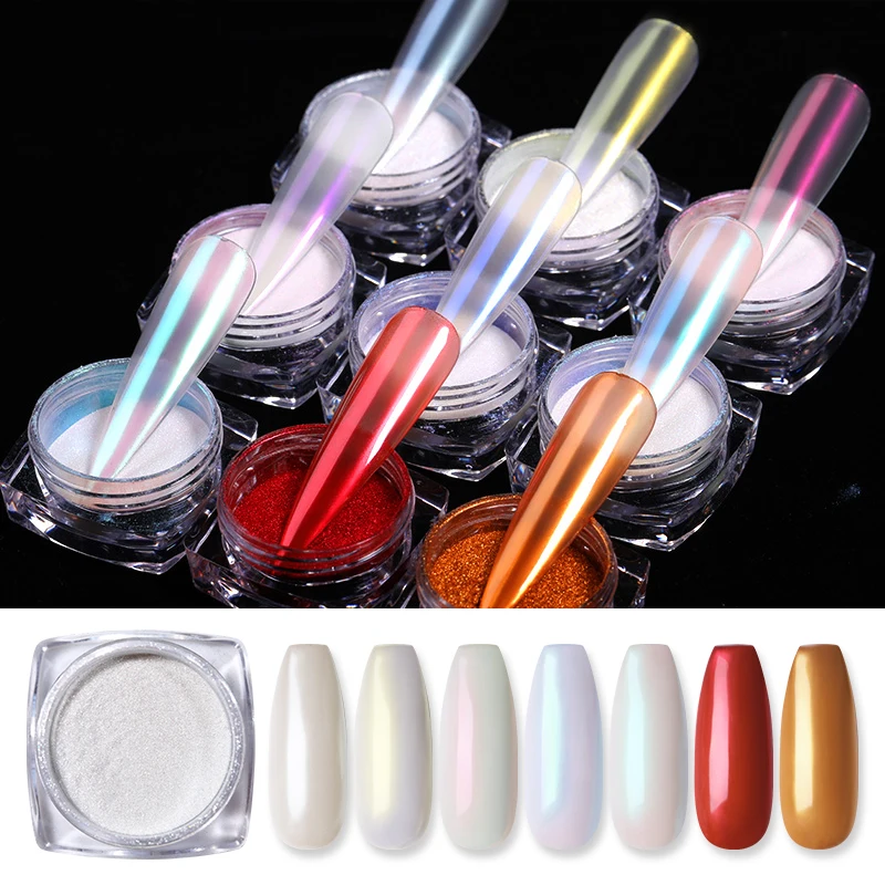 Зеркальный блестящий порошок для ногтей Auroras металлический цвет искусство