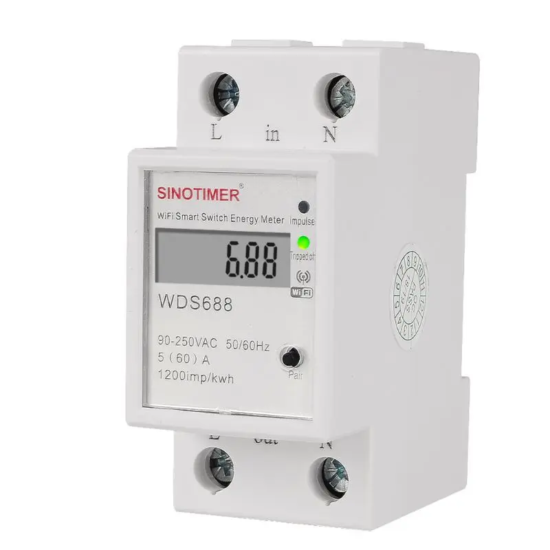 

WIFI Din Rail AC 90-250V Energy Power Meter Single Phase Smart Timer Switch Control 110V 230V 50Hz 60Hz Energy Meter