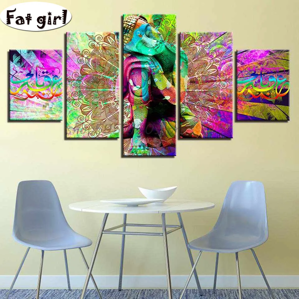 

5D мозаика, алмазная вышивка, мусульманский символ, искусство Будды, сделай сам, алмазная живопись, вышивка крестиком, узор, квадратные, кругл...