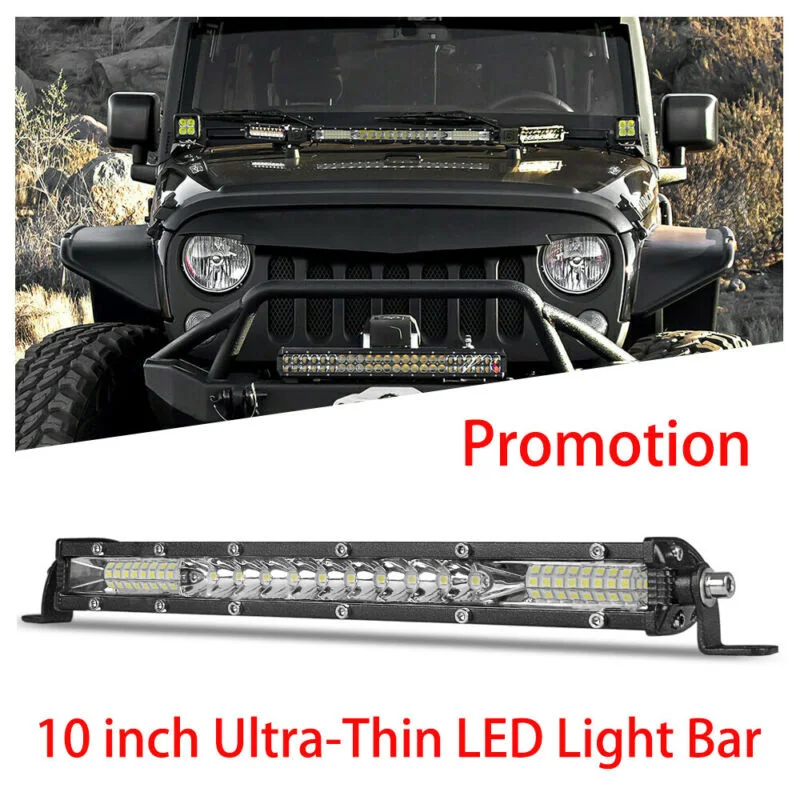 

10 Inch LED Light Bar Accessories Beam Flood Lamp Stainless Steel For ATV