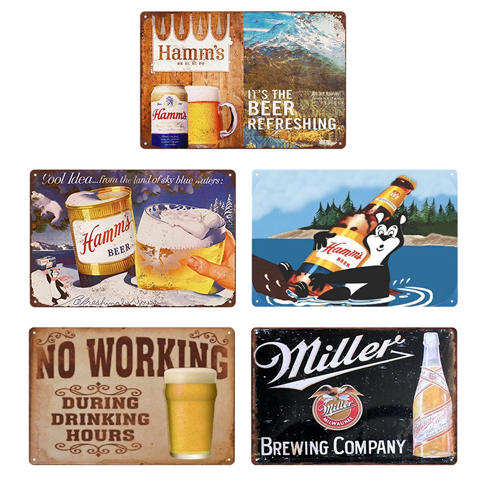 

Beer Metal Tin Sign Plaque Metal Vintage Pub Metal Plate Wall Decor for Bar Pub Man Cave Decorative Plates Home Wall Stickers