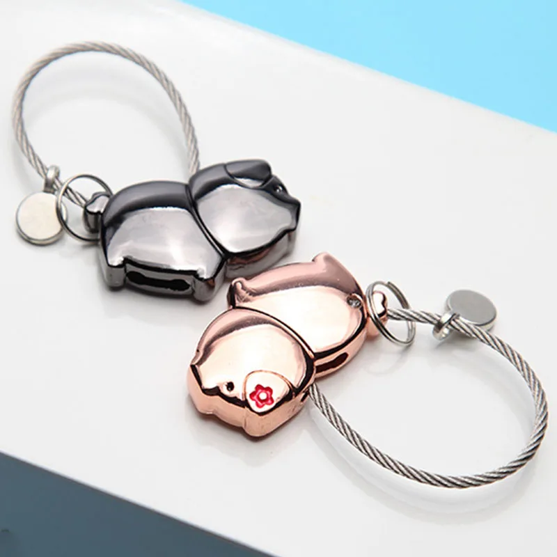 

Pig Key Pendant Couple Lovers Trinket Keychain Key Ring for Women