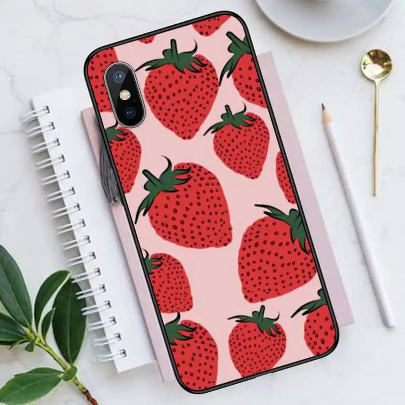 

Pink Cherries Cherry Strawberry Phone Case for iPhone 11 12 mini pro XS MAX 8 7 6 6S Plus X 5S SE 2020 XR brand shell funda