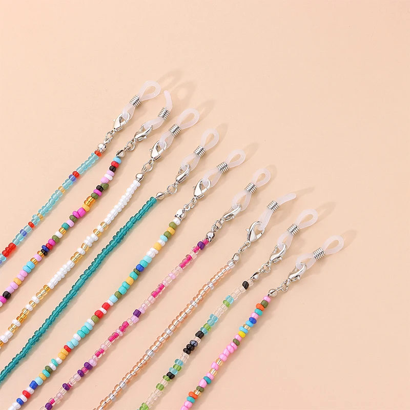 

Цепочка для очков, цепочка для очков, цветные рисовые бусины, шнурок для очков, цепочка для солнцезащитных очков