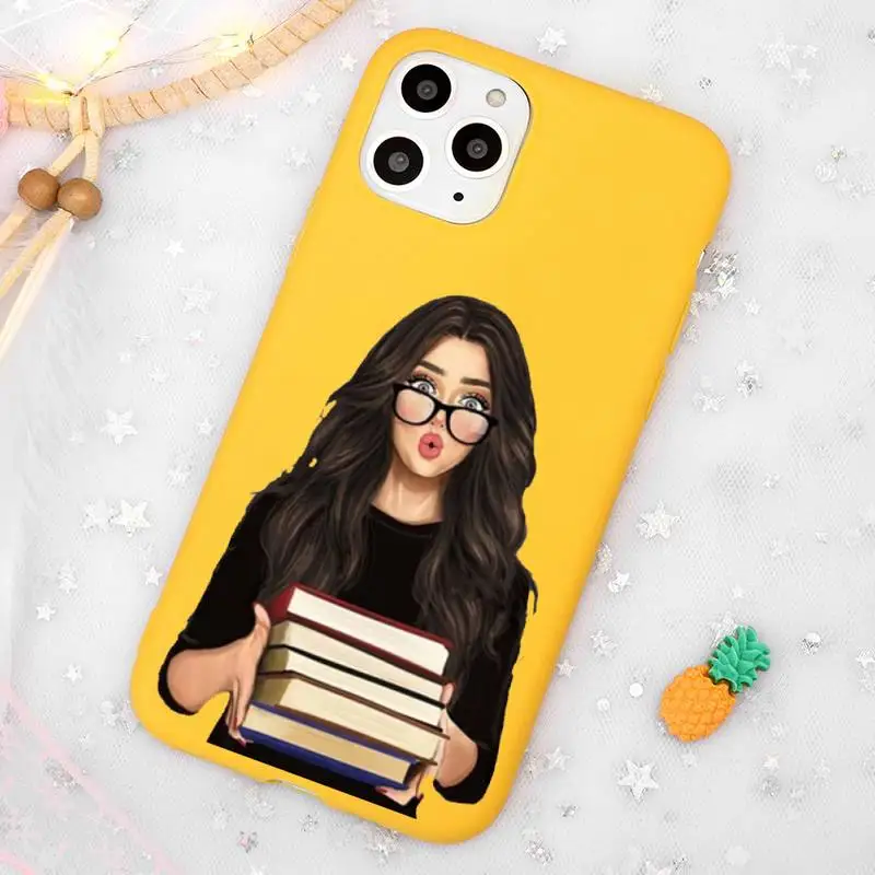 

Girl Boss Pink Women Cartoon Phone Case Candy Color Yellow for iPhone 11 12 pro XS MAX 8 7 6 6S Plus X 5S SE 2020 XR