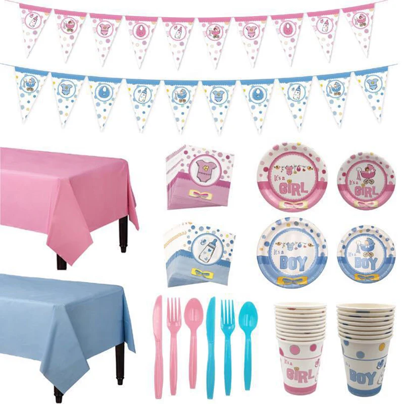 

Baby Shower Boy Girl Paper Tray Fork Reveal Kids Birthday Party Baby Shower Gifts Supplies