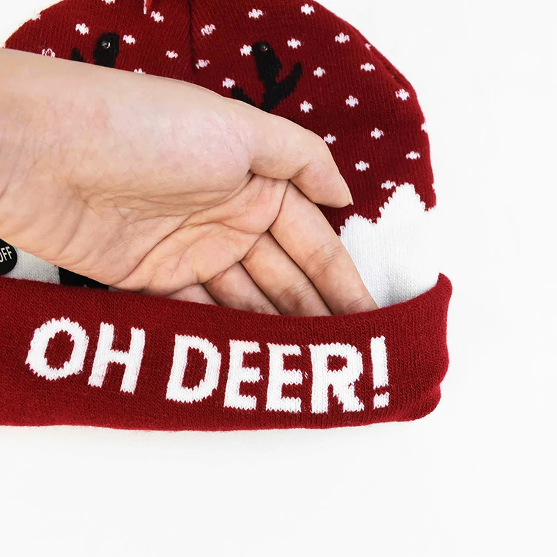 

LED Christmas Hat Sweater Knitted Beanie Christmas Light Up Knitted Hat Christmas Gift for Kids Xmas 2021 New Year gift hot