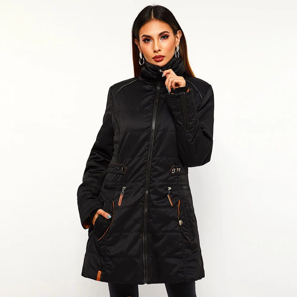 Sisjuly Women Coats Casual Winter Warm Black Gothic Slim Turtleneck Zipper Solid Pocket Jacket Female Quilted coat(size small