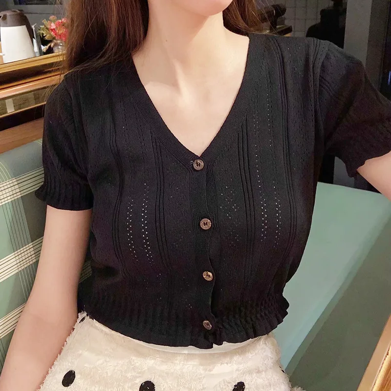 Женский облегающий кардиган цвета хаки шикарный короткий свитер в стиле ретро с