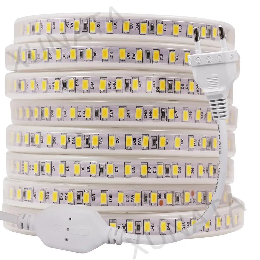 Суперъяркая Светодиодная лента SMD5630 220 В 240 светодиодов/м гибсветильник