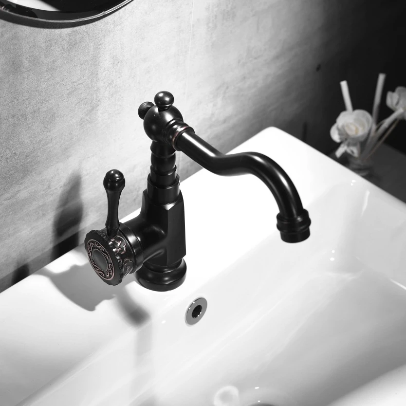 Смеситель для раковины в ванную комнату Черный кран смесители устанавливаемый