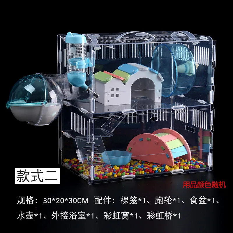 Клетка для хомяка прозрачная акриловая большая вилла маленькая двухслойная